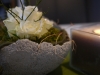 Betonschale mit Blumen dekoriert