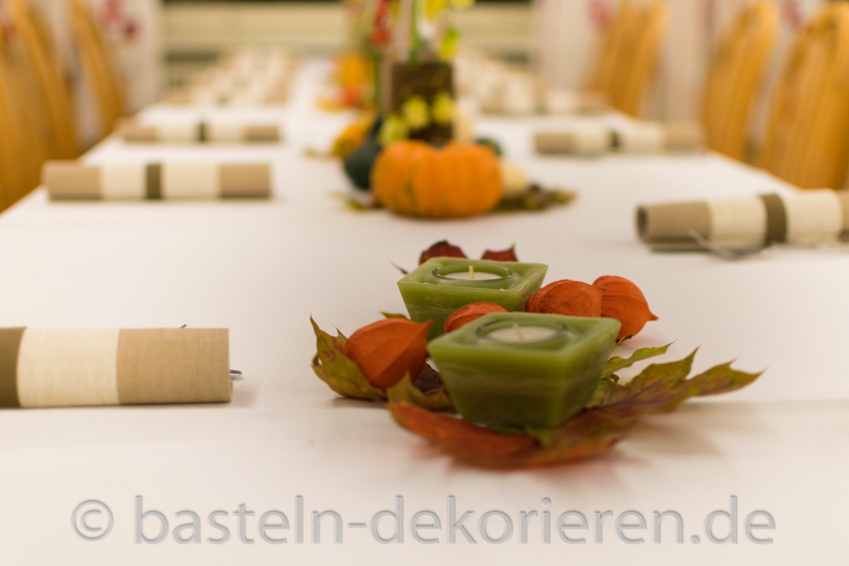 Physalis Planze mit Kerzen und Blätter - Basteln und Dekorieren